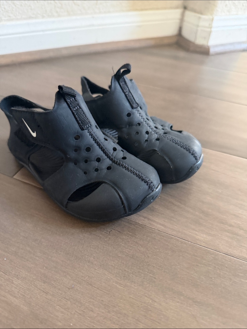 Nike Kids Black Slip-On Water Shoes with White Swoosh